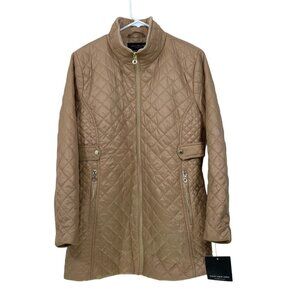 Marc New York Womens Large Mid Length Quilted Puffer Jacket Coat‎ Tan  NWT